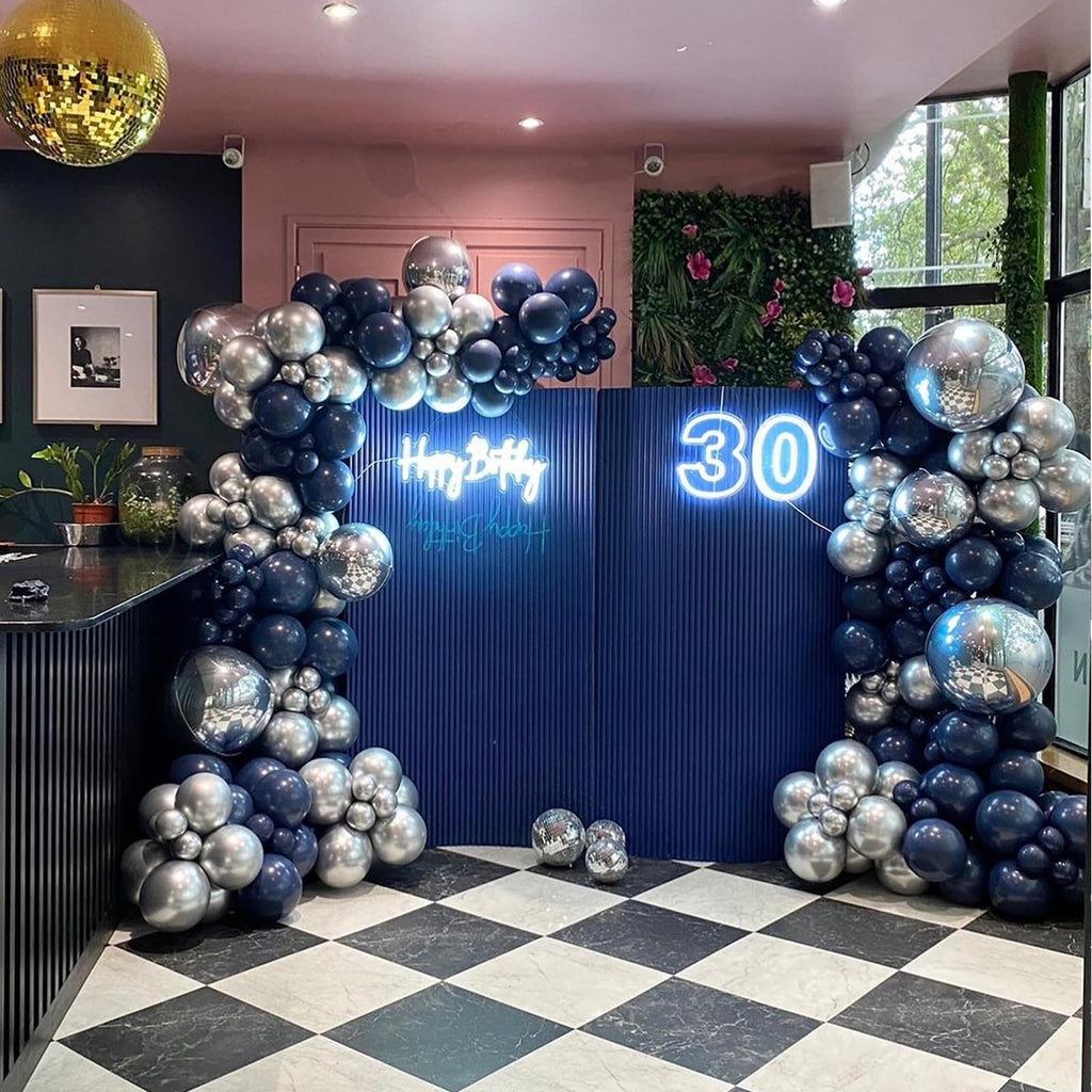 YMSZ Blue & Silver Balloons Kit – 67pcs, 12in Navy Blue & Silver Party Balloons