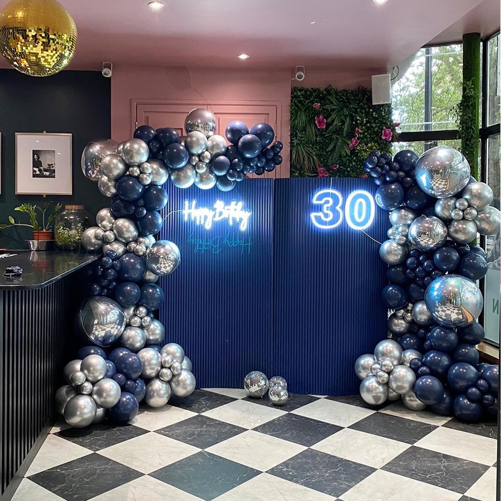 YMSZ Blue & Silver Balloons Kit – 67pcs, 12in Navy Blue & Silver Party Balloons