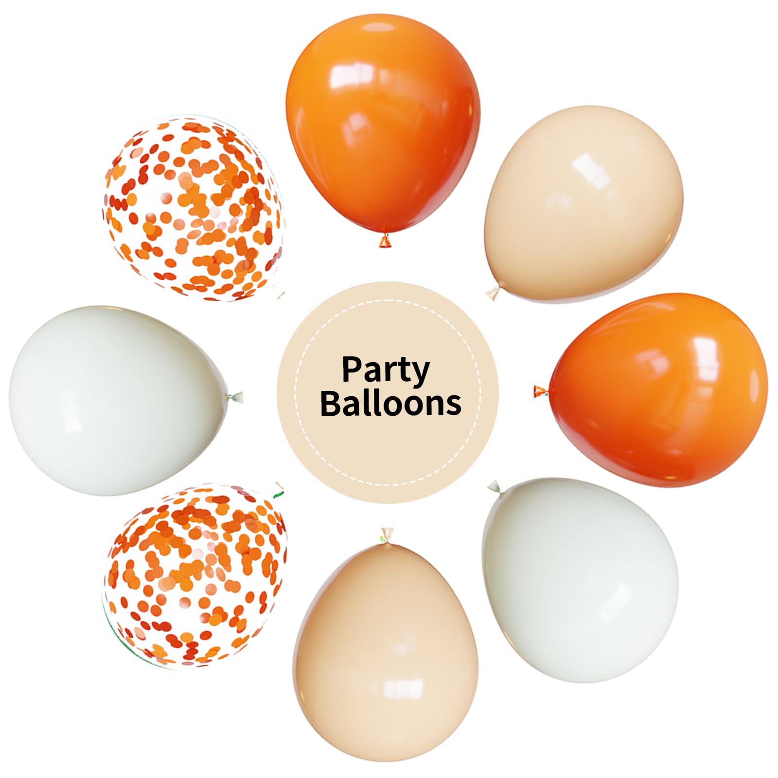 YMSZ Orange Balloons Kit – 67pcs, 12in Sand White & Orange Confetti Party Decor