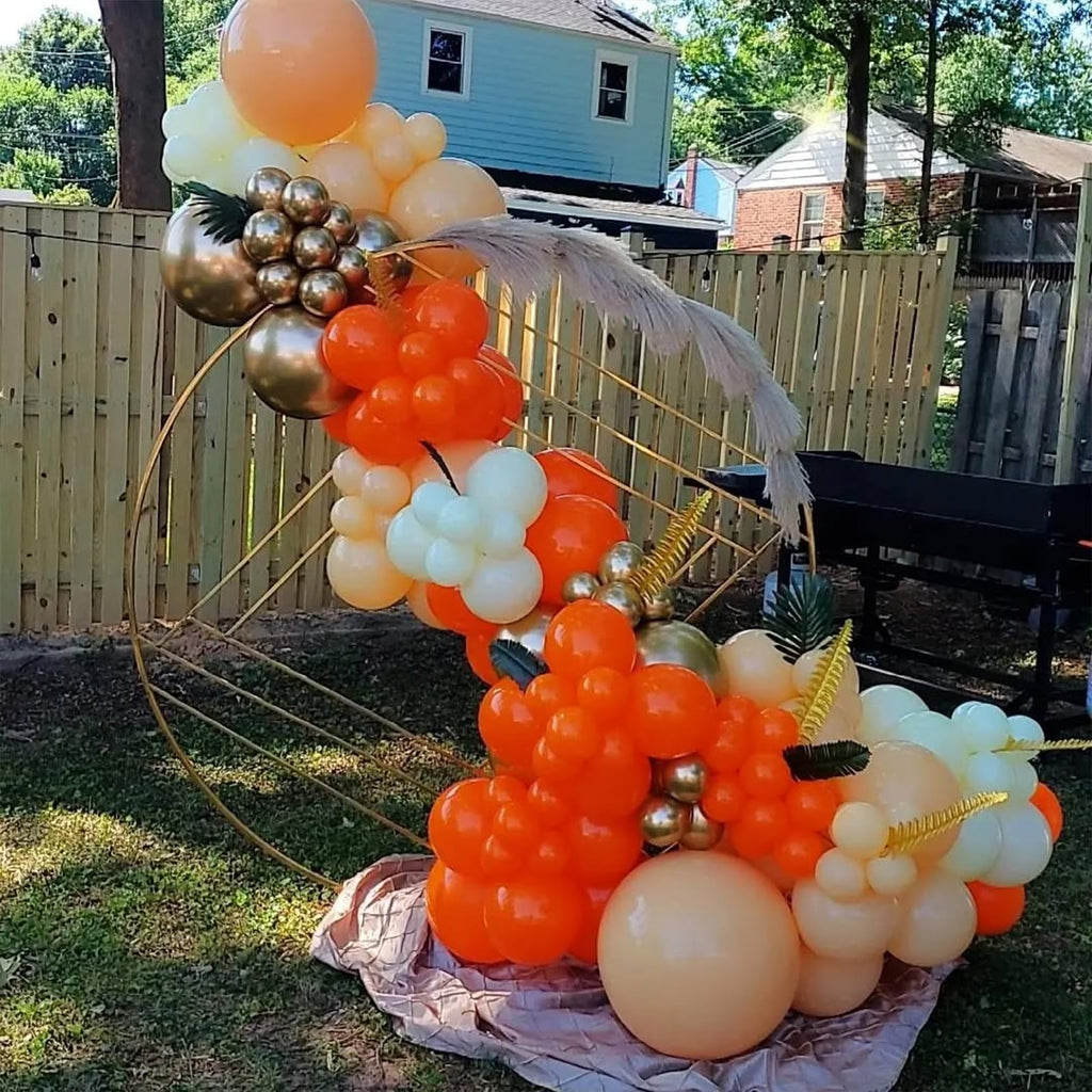 YMSZ Orange Balloons Kit – 67pcs, 12in Sand White & Orange Confetti Party Decor