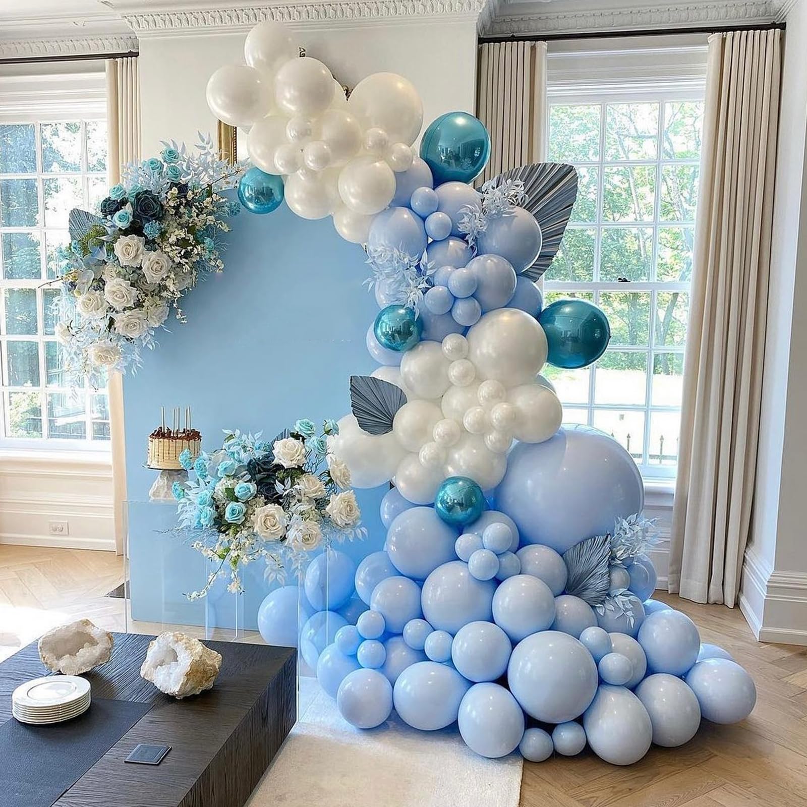 YMSZ 67pcs Blue and White Balloons Kit – 12in Confetti Balloons for Baby Shower, Birthday, Wedding