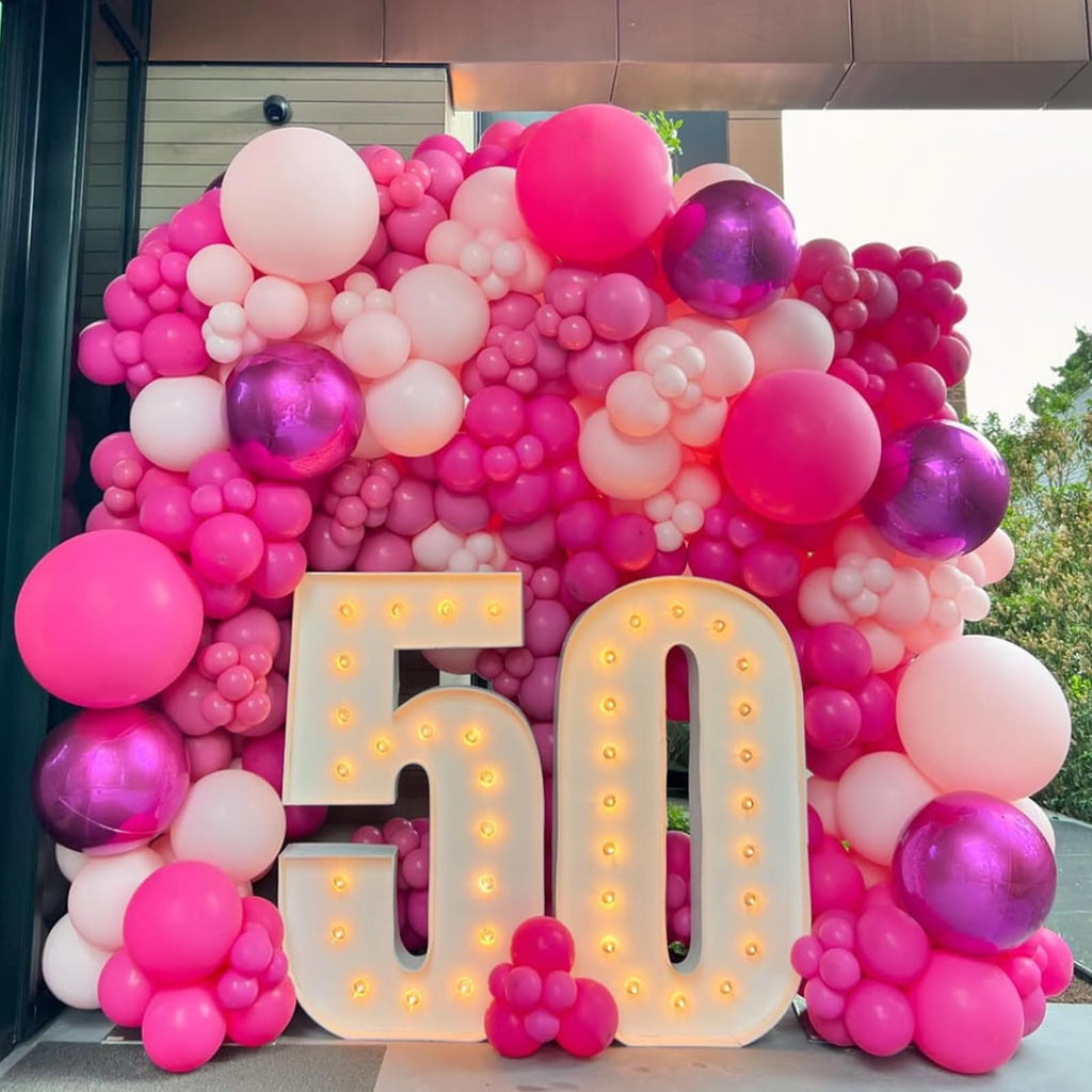YMSZ Pink Balloons Kit – 67pcs 12in Hot Pink & Metallic Balloons for Birthday, Wedding, Baby Shower