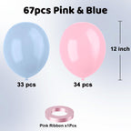 YMSZ Pink & Blue Latex Balloons 12in (67pc) – Gender Reveal & Party Decor
