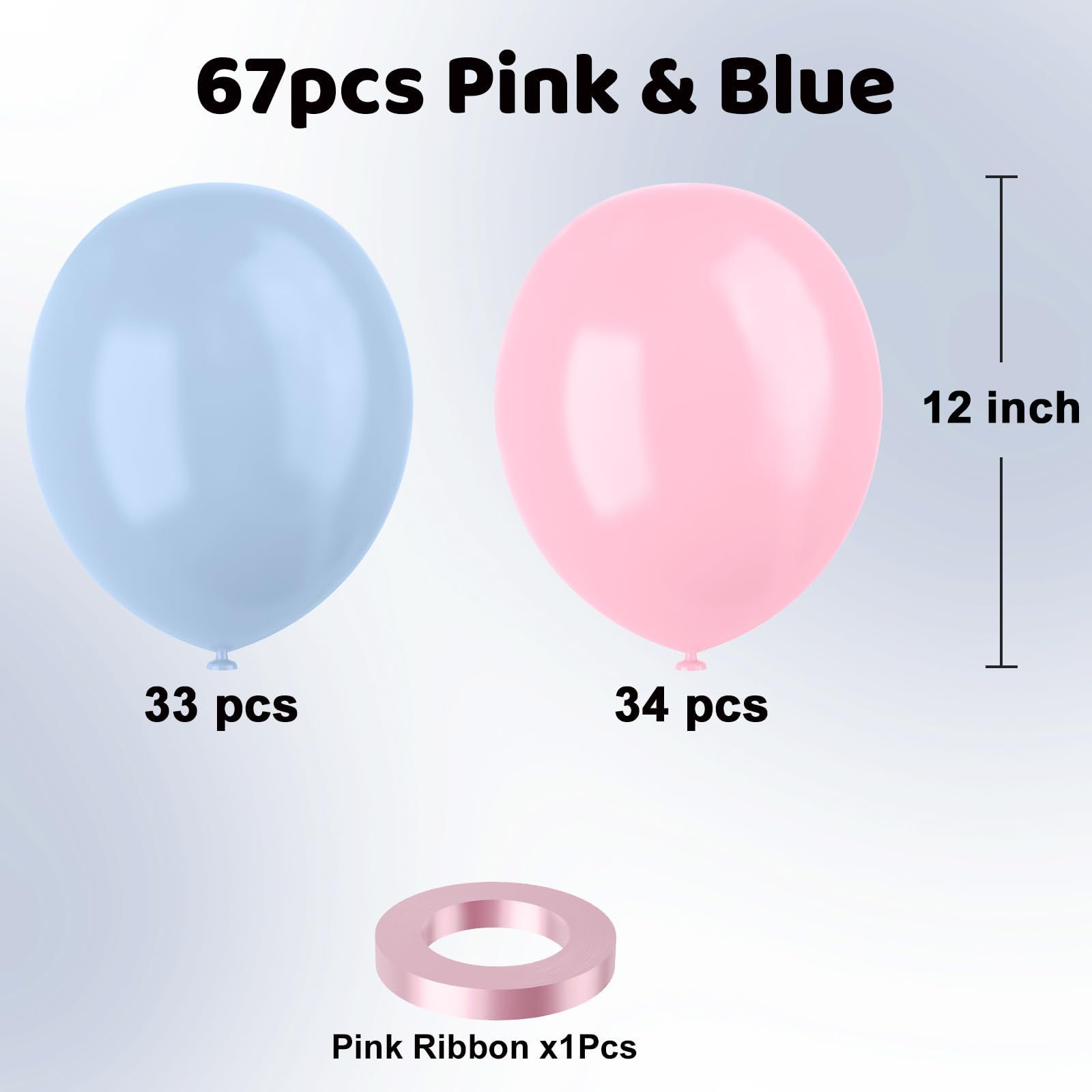 YMSZ Pink & Blue Latex Balloons 12in (67pc) – Gender Reveal & Party Decor