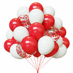 YMSZ Red & White Balloons Kit – 67pcs, 12in Confetti & Solid Balloons