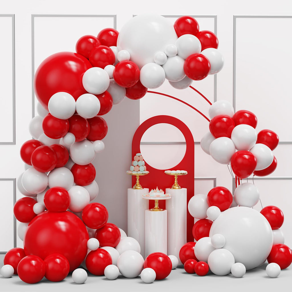 YMSZ Red & White Balloons Garland Arch Kit — 134pcs for Weddings & Parties