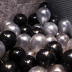 YMSZ Black & Silver Balloons – 67pc 12in Metallic Chrome Balloon Kit for Birthday, Wedding & More
