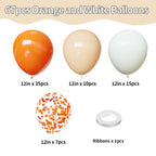 YMSZ Orange Balloons Kit – 67pcs, 12in Sand White & Orange Confetti Party Decor