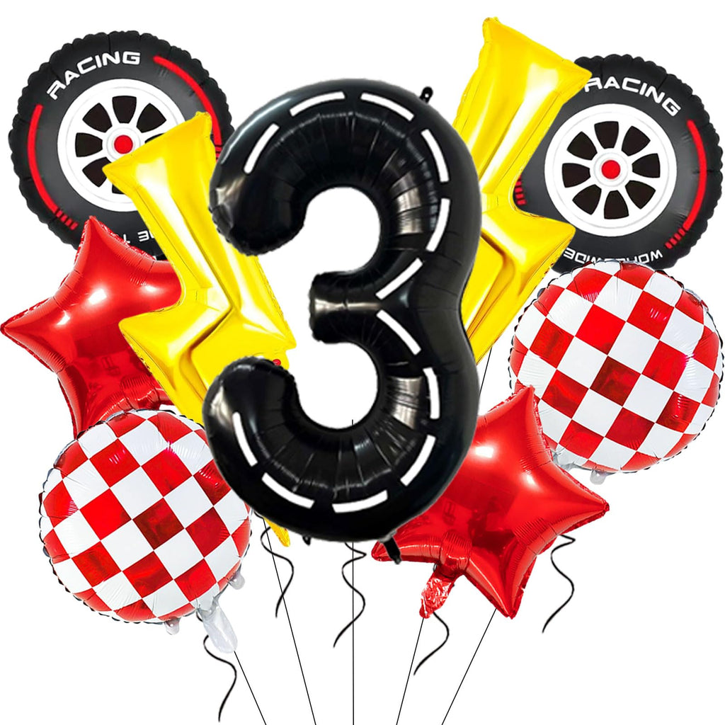 YNITSED Cartoon Race Car Birthday Decorations — 40 Inch Balloons, 3rd Birthday Party
