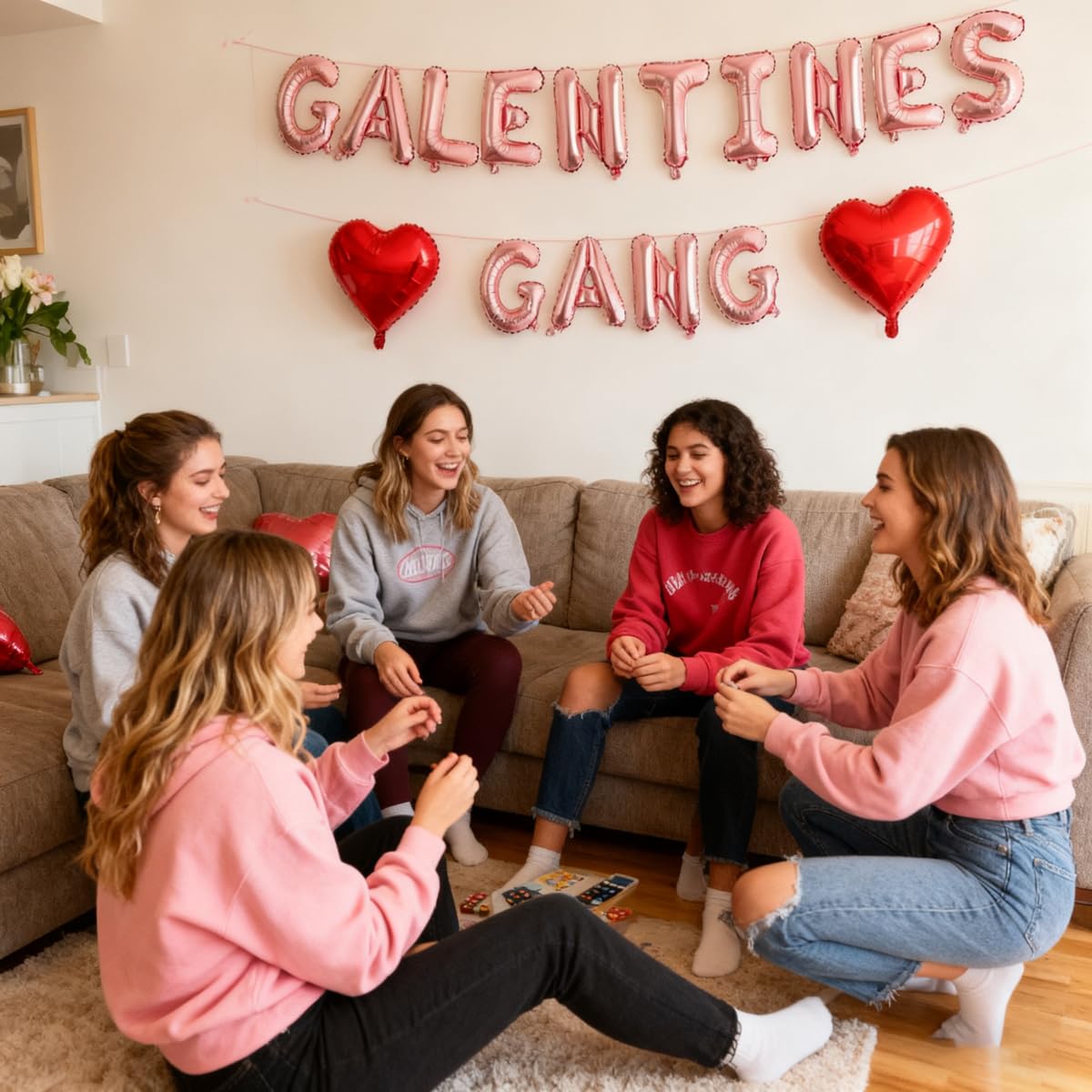 YNITSED Galentines Gang Rose Gold Letter Banner – 16in Galentines Decor