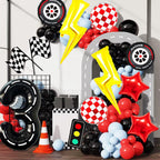 YNITSED Cartoon Race Car Birthday Decorations — 40 Inch Balloons, 3rd Birthday Party