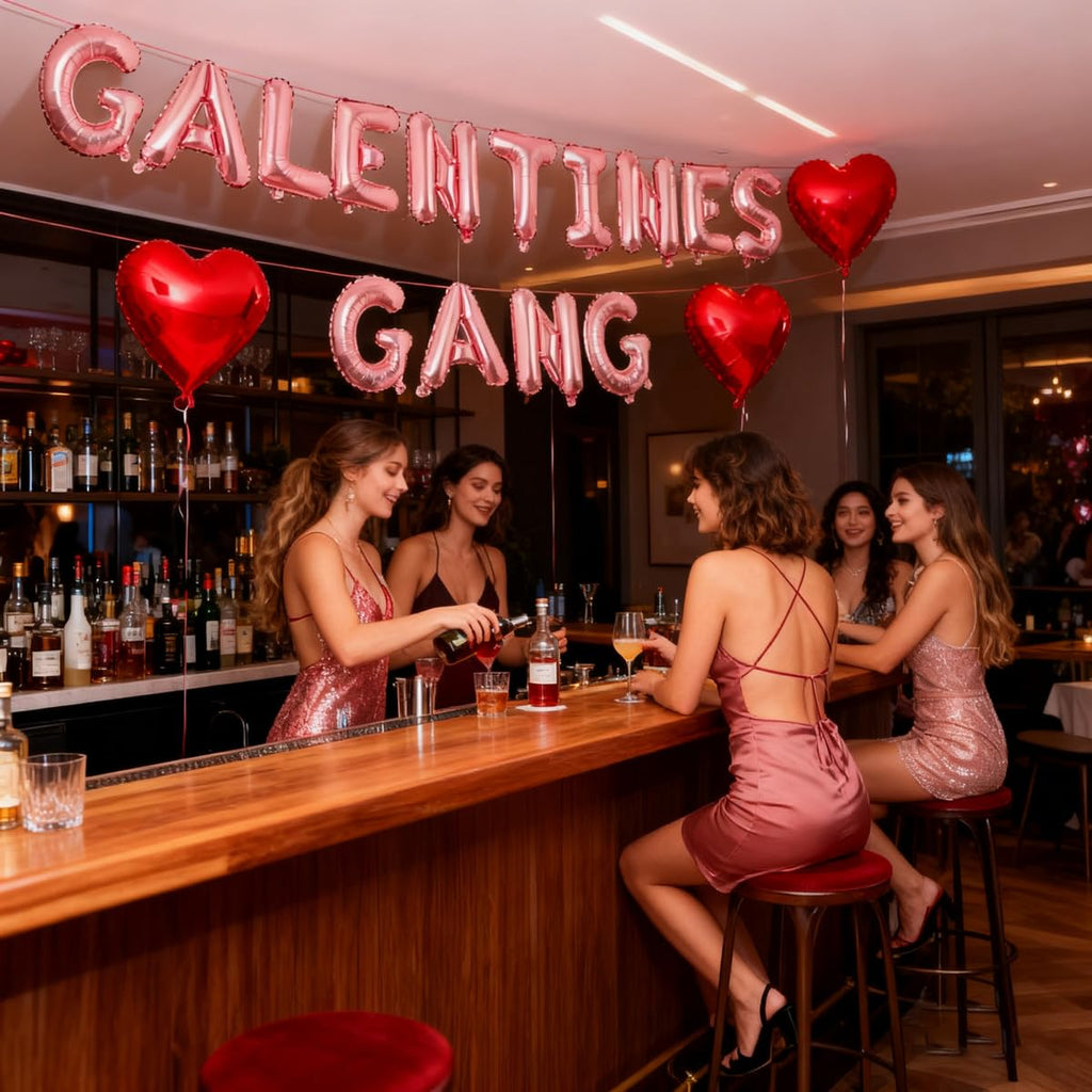 YNITSED Galentines Gang Rose Gold Letter Banner – 16in Galentines Decor