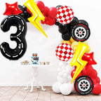 YNITSED Cartoon Race Car Birthday Decorations — 40 Inch Balloons, 3rd Birthday Party