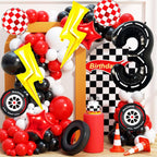 YNITSED Cartoon Race Car Birthday Decorations — 40 Inch Balloons, 3rd Birthday Party