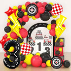 YNITSED Cartoon Race Car Birthday Decorations — 40 Inch Balloons, 3rd Birthday Party