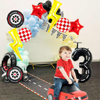 YNITSED Cartoon Race Car Birthday Decorations — 40 Inch Balloons, 3rd Birthday Party