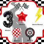 YNITSED Cartoon Race Car Birthday Decorations — 40 Inch Balloons, 3rd Birthday Party