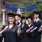 Yochamc Class of 2025 Banner - Blue Glitter Graduation Decor
