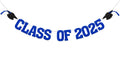 Yochamc Class of 2025 Banner - Blue Glitter Graduation Decor