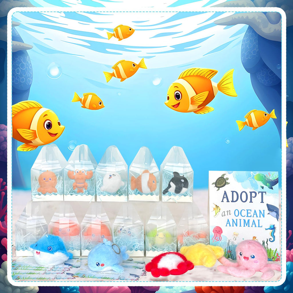 Yoloodayy 85 Pcs Ocean Animal Party Favors — Plush Sea Animals & Gift Boxes
