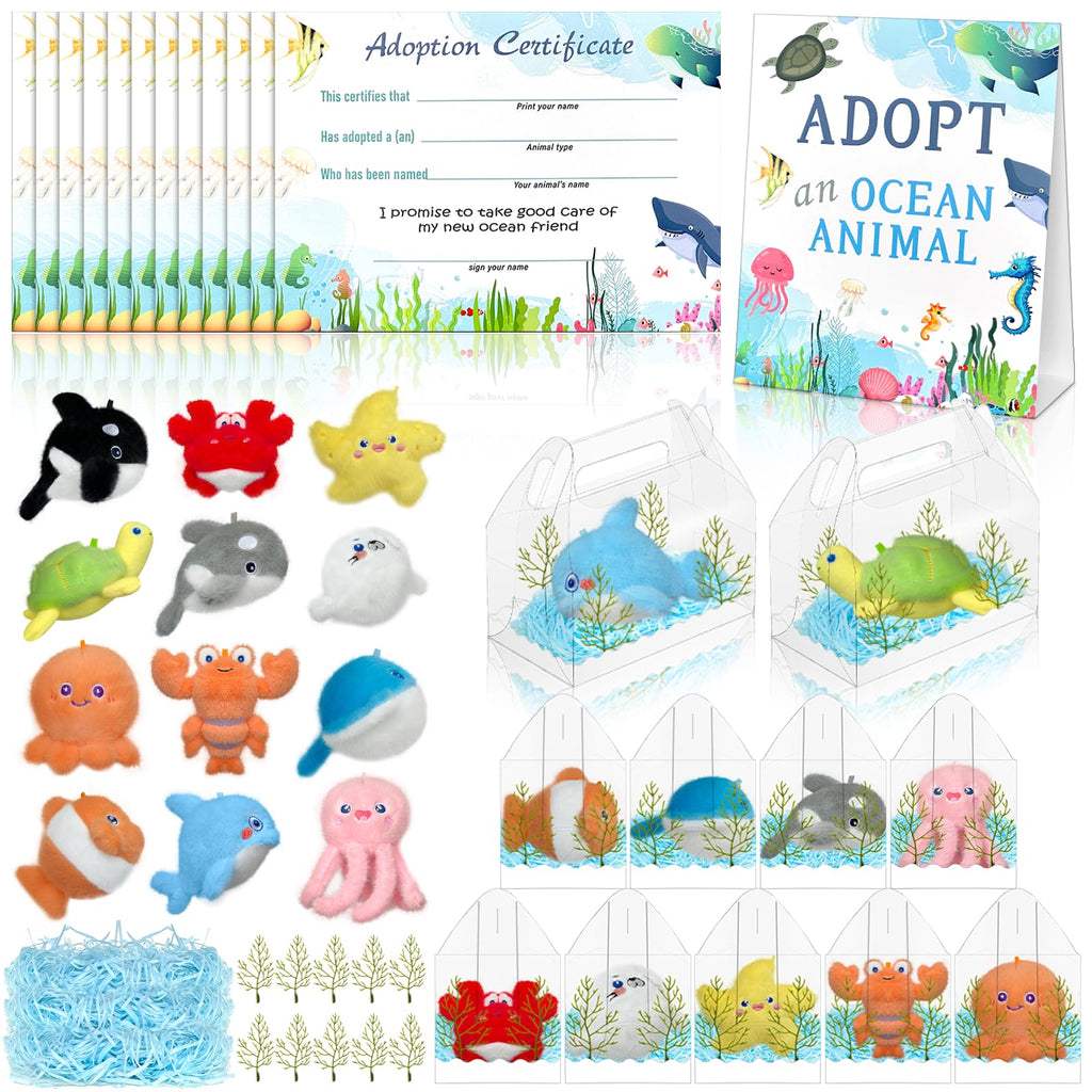 Yoloodayy 85 Pcs Ocean Animal Party Favors — Plush Sea Animals & Gift Boxes
