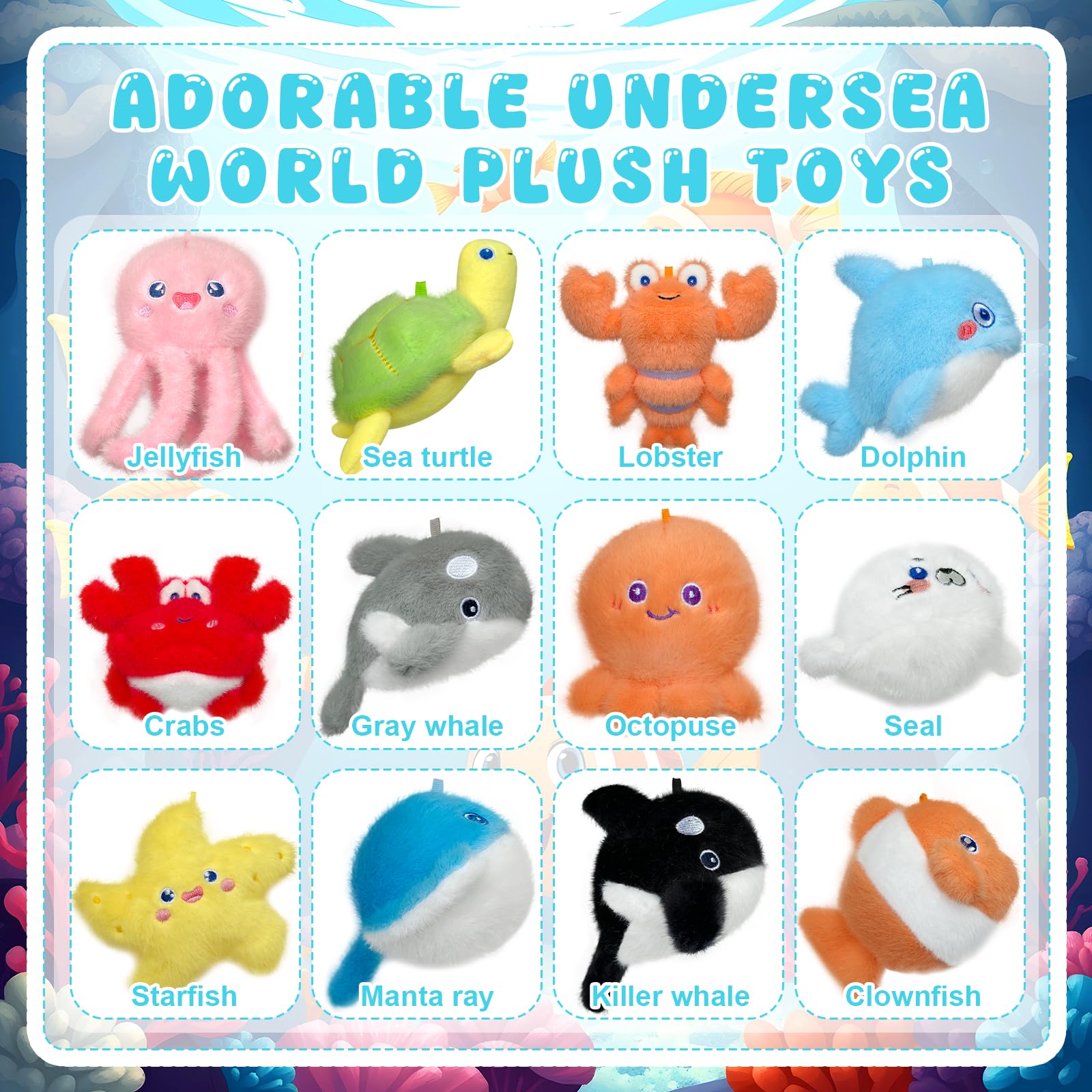Yoloodayy 85 Pcs Ocean Animal Party Favors — Plush Sea Animals & Gift Boxes