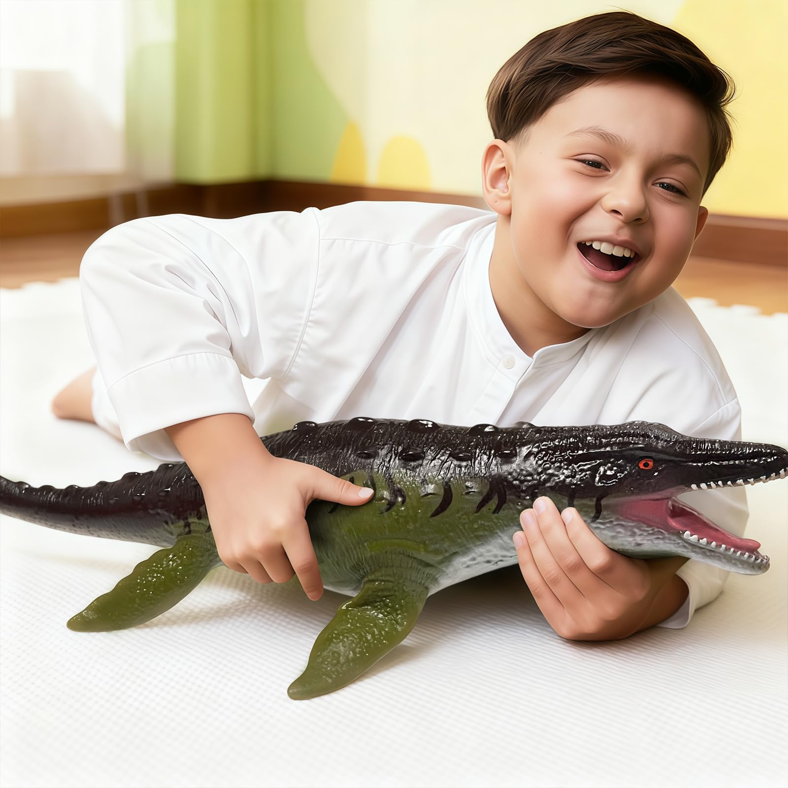 YONGJULE 32-Inch Mosasaurus Inflatable Dinosaur Toy – Large Soft Dino for Kids 3-5, Birthday Party Decor & Gift