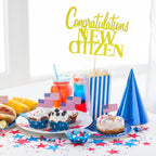 YooNotee Citizenship Cake Topper – Gold Glitter with Bamboo Picks