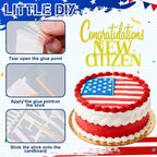 YooNotee Citizenship Cake Topper – Gold Glitter with Bamboo Picks