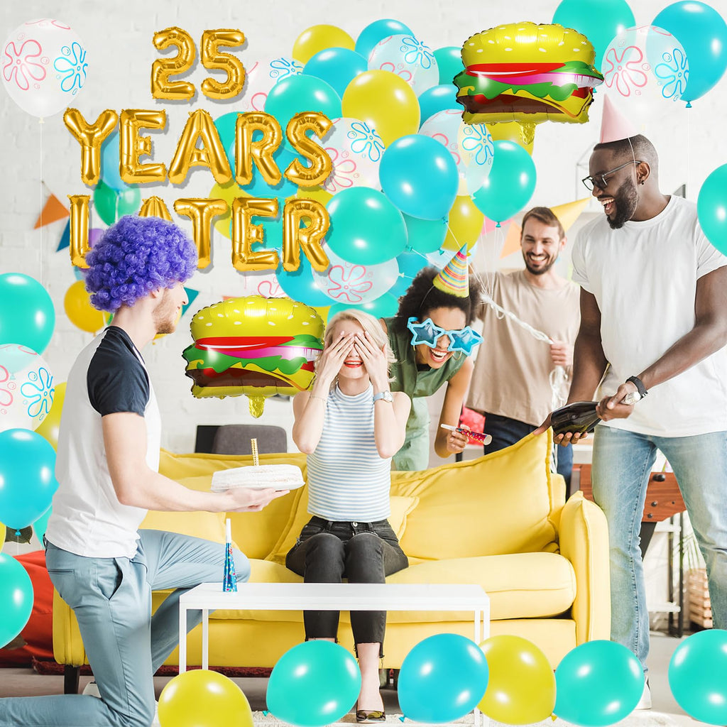 YORR Sponge 25th Birthday Decorations – Ocean Theme Balloons Set with Backdrop & Bubble Garland