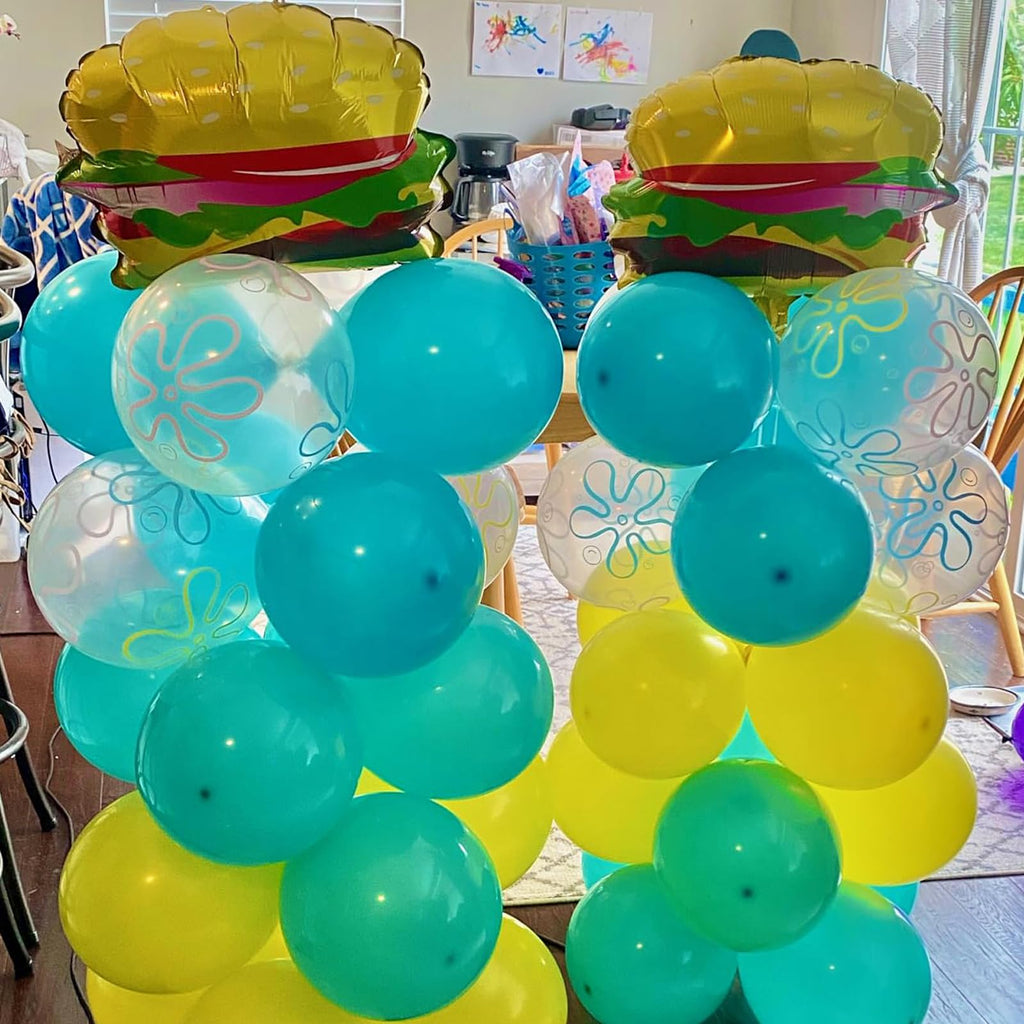 YORR Sponge 25th Birthday Decorations – Ocean Theme Balloons Set with Backdrop & Bubble Garland