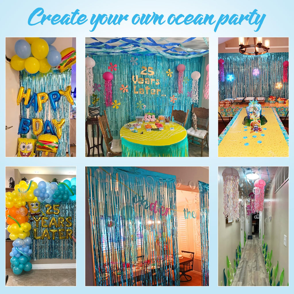 YORR Sponge 25th Birthday Decorations – Ocean Theme Balloons Set with Backdrop & Bubble Garland