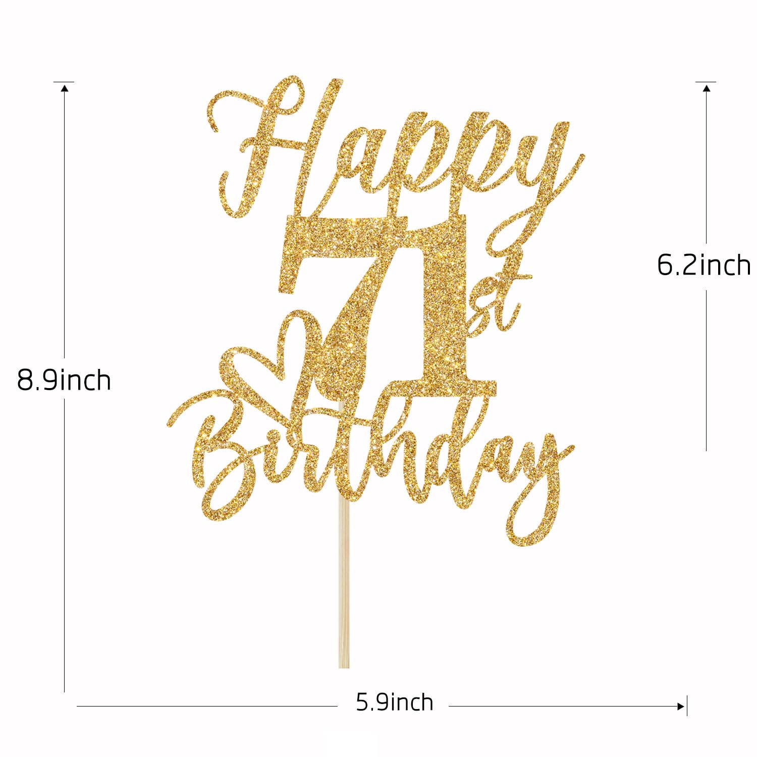 Yotawebery Happy 71st Birthday Cake Topper Gold Glitter | 71st Birthday Decorations