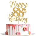Yotawebery Happy 88th Birthday Cake Topper - Gold Glitter