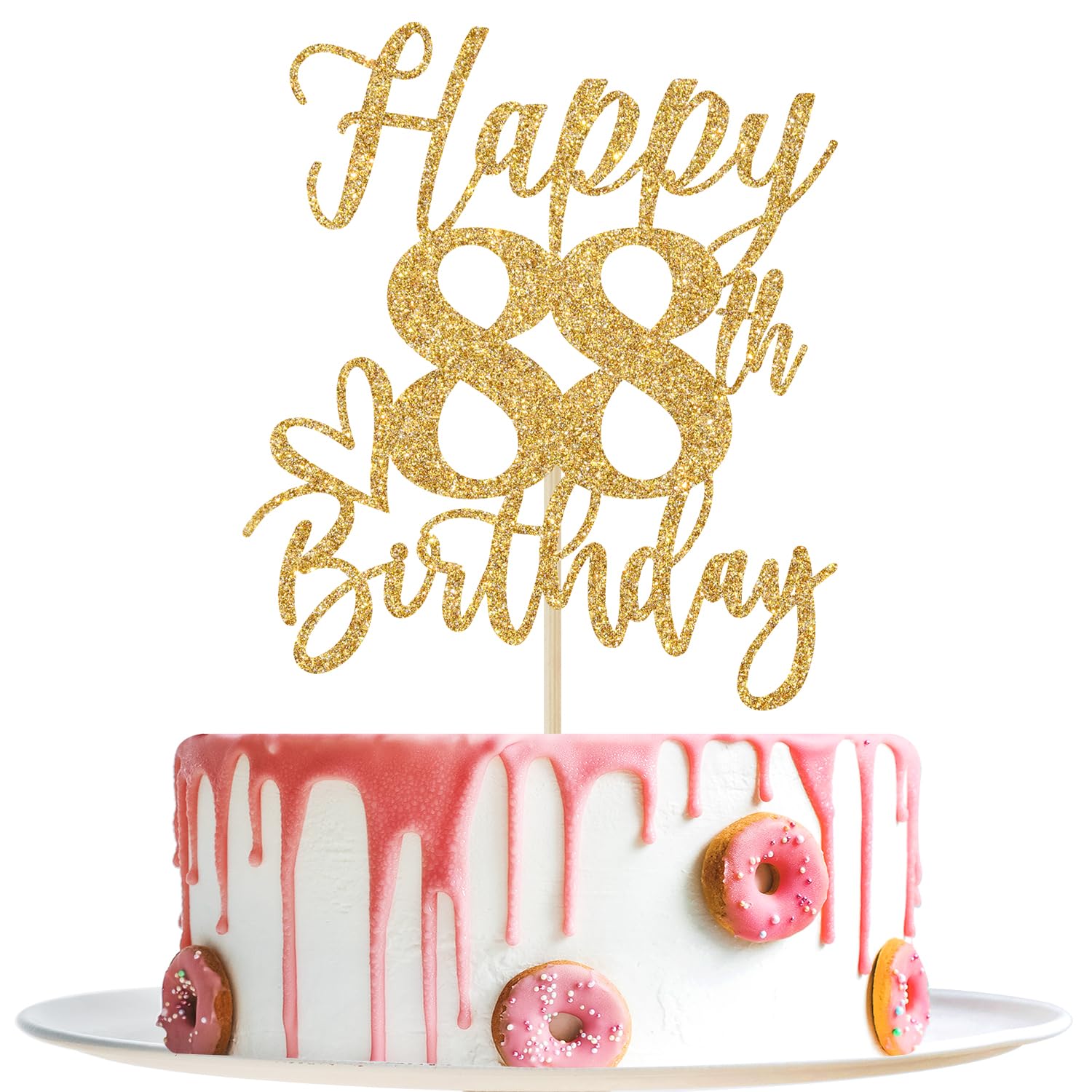 Yotawebery Happy 88th Birthday Cake Topper - Gold Glitter