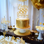 Yotawebery Happy 88th Birthday Cake Topper - Gold Glitter