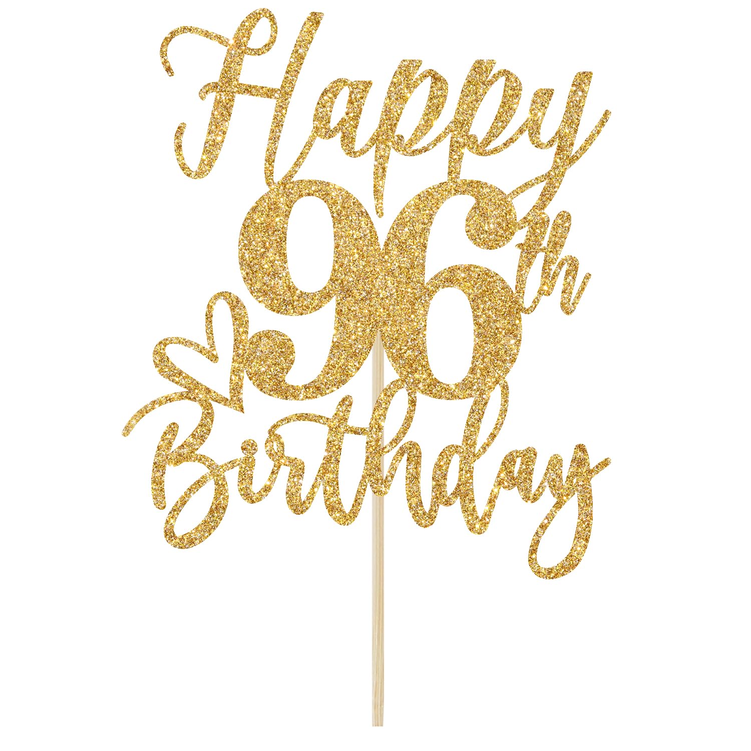 Yotawebery Happy 96th Birthday Cake Topper – Gold Glitter 96th Birthday Decorations for Men & Women