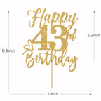 Yotawebery Happy 43rd Birthday Cake Topper – Gold Glitter 43rd Celebration