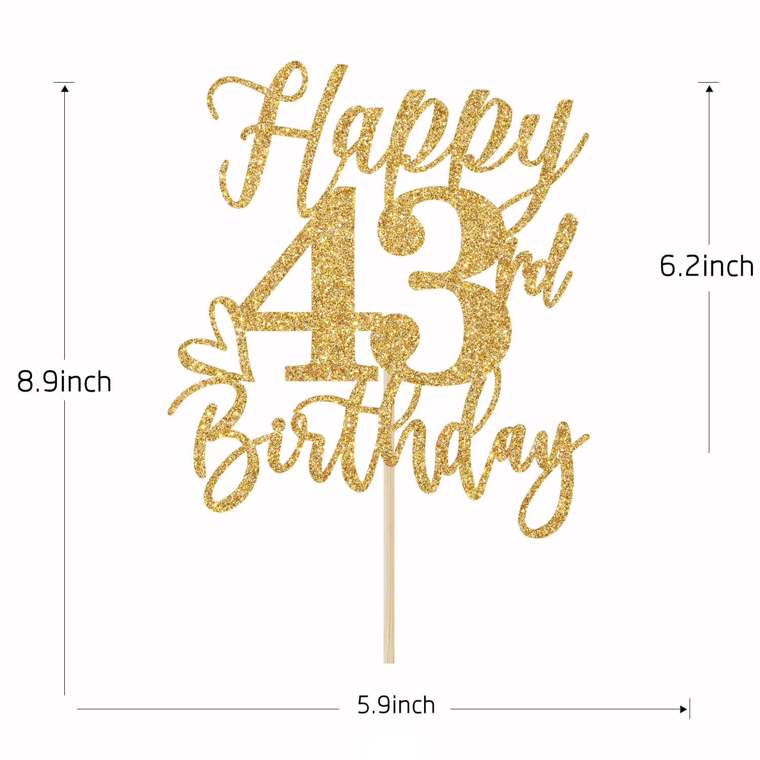 Yotawebery Happy 43rd Birthday Cake Topper – Gold Glitter 43rd Celebration
