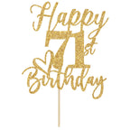 Yotawebery Happy 71st Birthday Cake Topper Gold Glitter | 71st Birthday Decorations