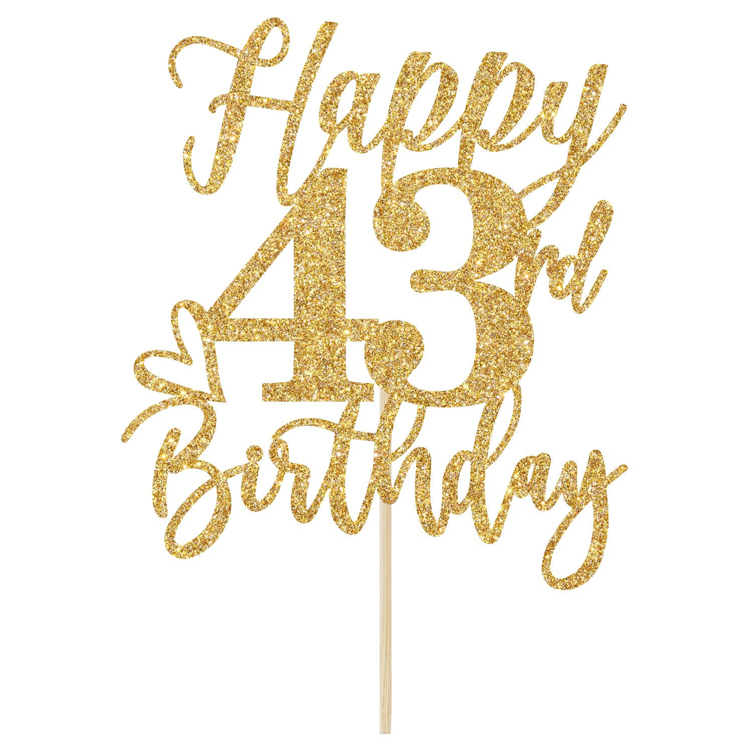 Yotawebery Happy 43rd Birthday Cake Topper – Gold Glitter 43rd Celebration
