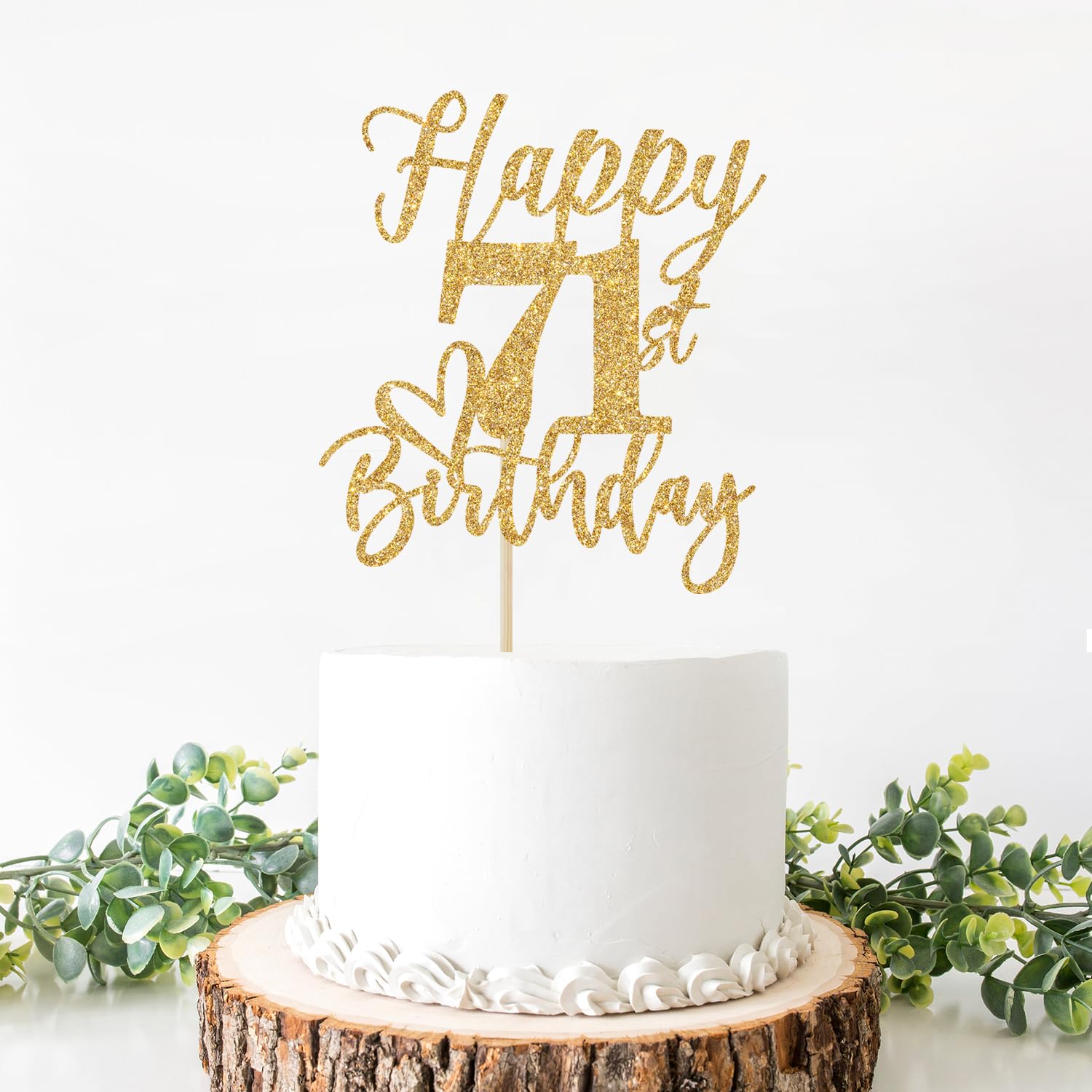 Yotawebery Happy 71st Birthday Cake Topper Gold Glitter | 71st Birthday Decorations