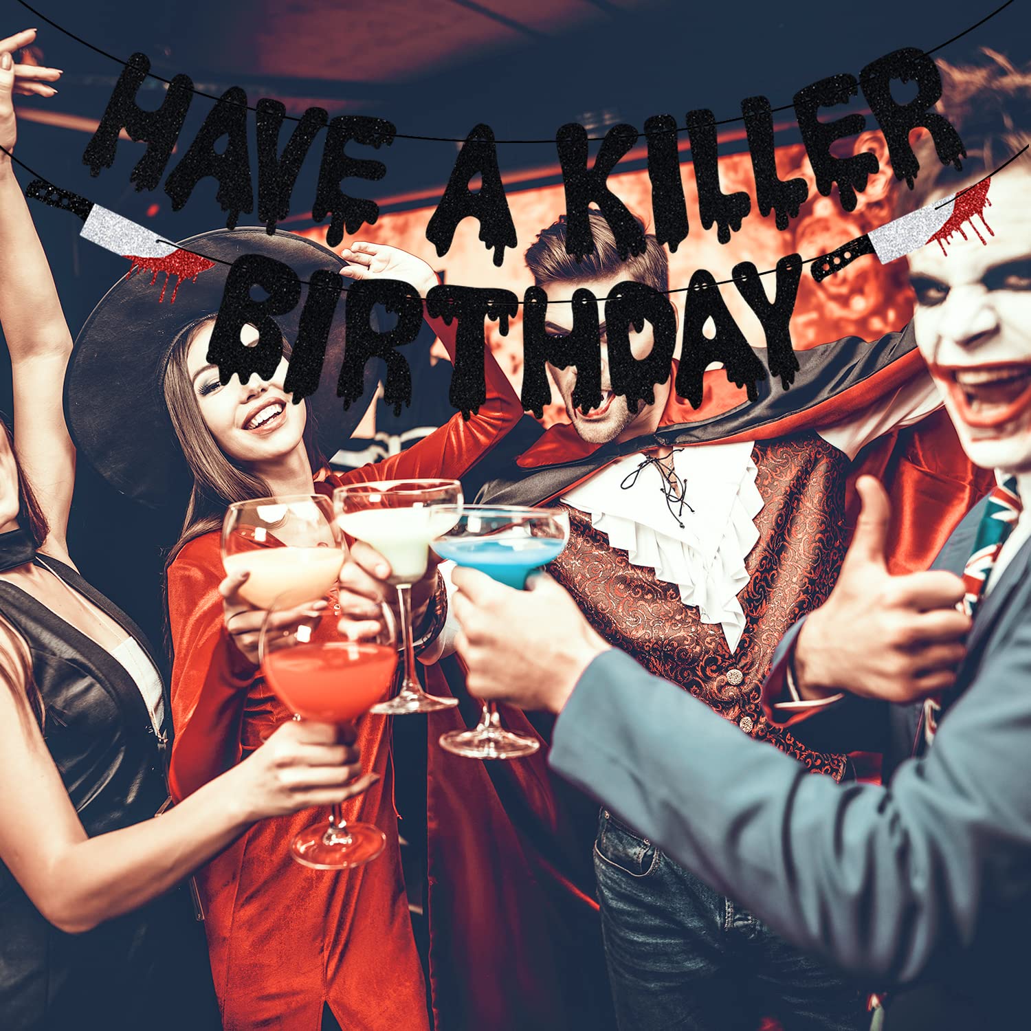 Yotawebery Glitter Have a Killer Birthday Banner - Halloween Party Decor