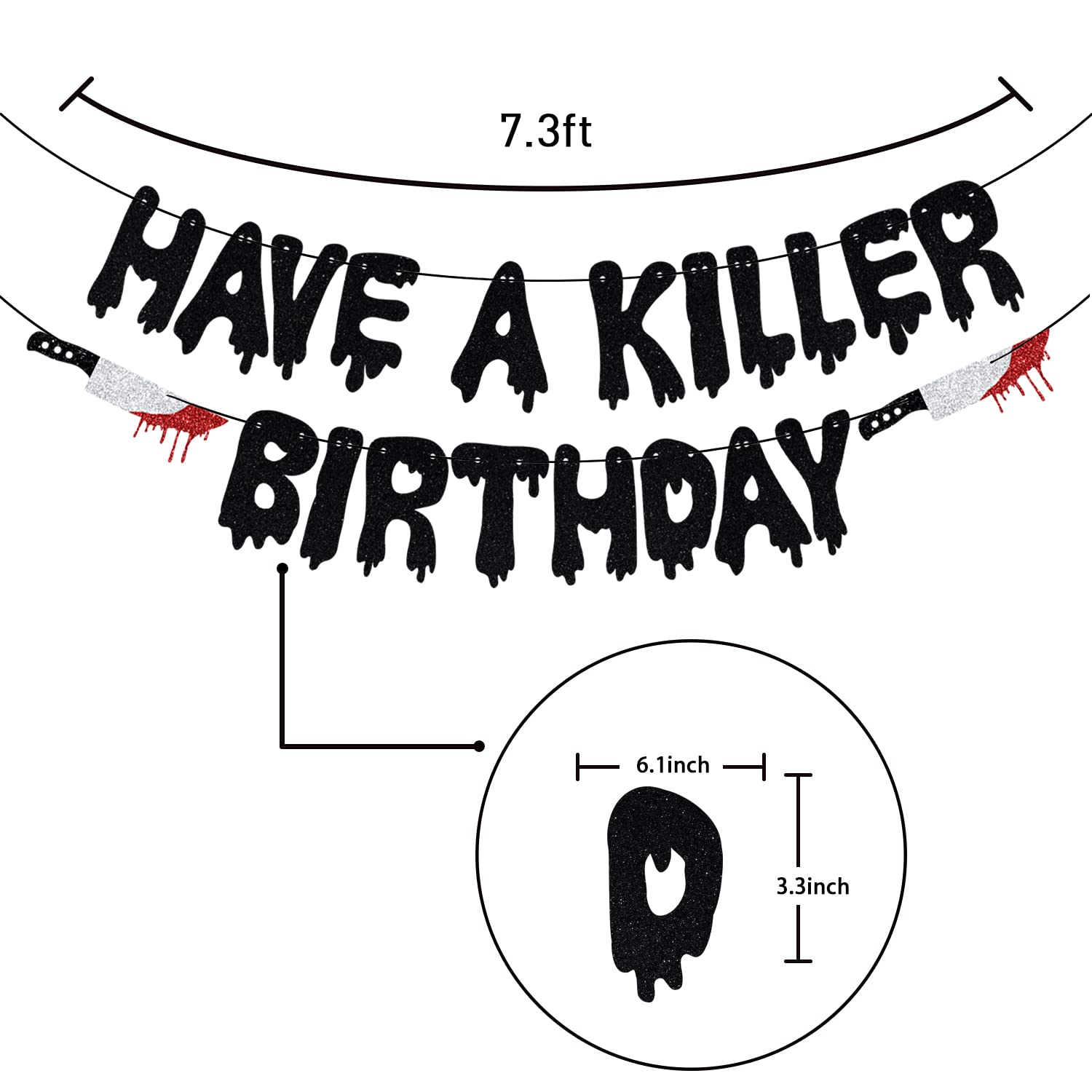 Yotawebery Glitter Have a Killer Birthday Banner - Halloween Party Decor
