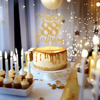 Yotawebery Happy 88th Birthday Cake Topper - Gold Glitter