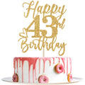 Yotawebery Happy 43rd Birthday Cake Topper – Gold Glitter 43rd Celebration