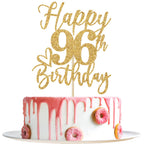 Yotawebery Happy 96th Birthday Cake Topper – Gold Glitter 96th Birthday Decorations for Men & Women