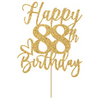 Yotawebery Happy 88th Birthday Cake Topper - Gold Glitter