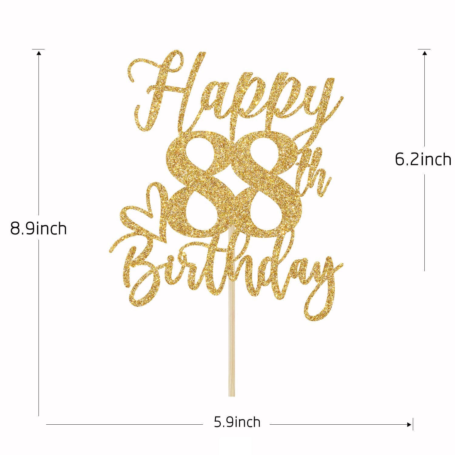 Yotawebery Happy 88th Birthday Cake Topper - Gold Glitter