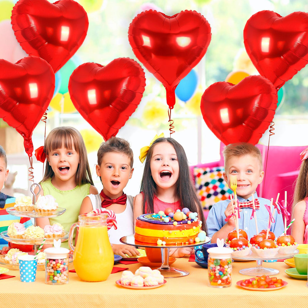 YOTHORN 12 Pcs Red Heart Balloons – 18-Inch Foil Hearts for Parties